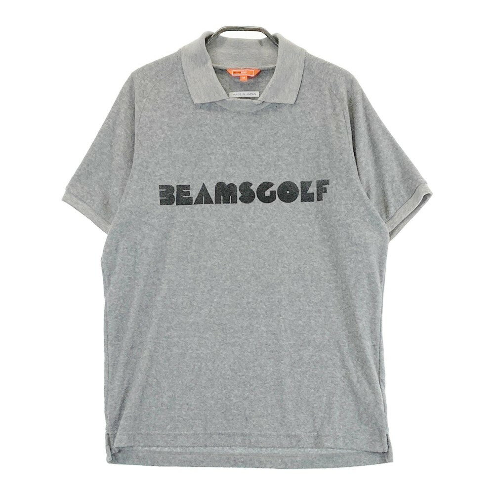 BEAMS GOLF ビームスゴルフ パイル地 襟付 Tシャツ ロゴ グレー系 M 【中古】ゴルフウェア メンズ