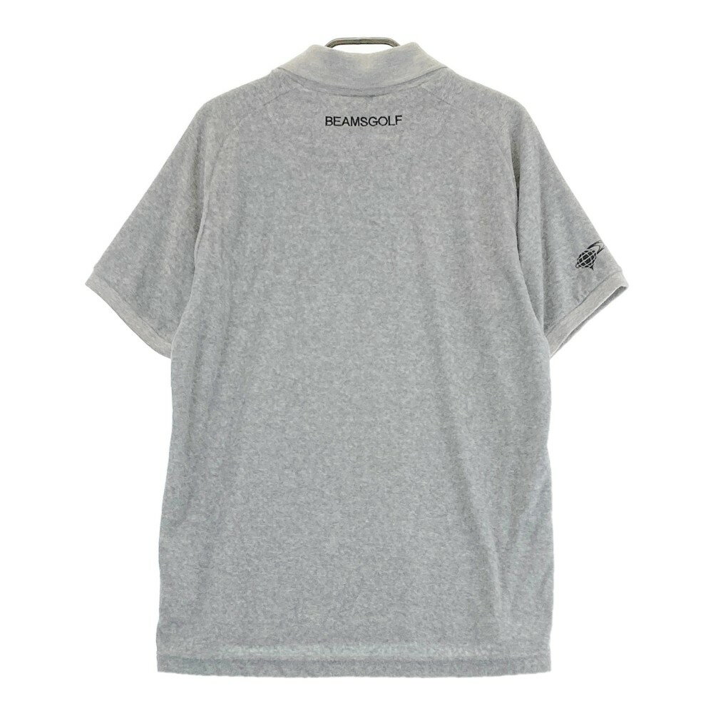 BEAMS GOLF ビームスゴルフ パイル地 襟付 Tシャツ ロゴ グレー系 M 【中古】ゴルフウェア メンズ