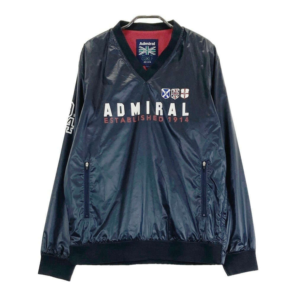 ADMIRAL アドミラル Vネック 長袖ブルゾン ジャケット ネイビー系 L 【中古】ゴルフウェア メンズ