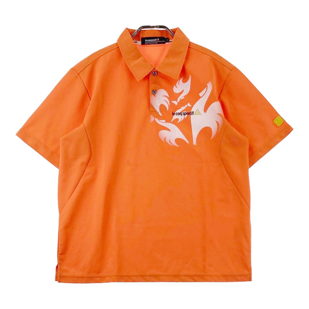 LECOQ GOLF ルコックゴルフ 半袖ポロシャツ オレンジ系 L 【中古】ゴルフウェア メンズ