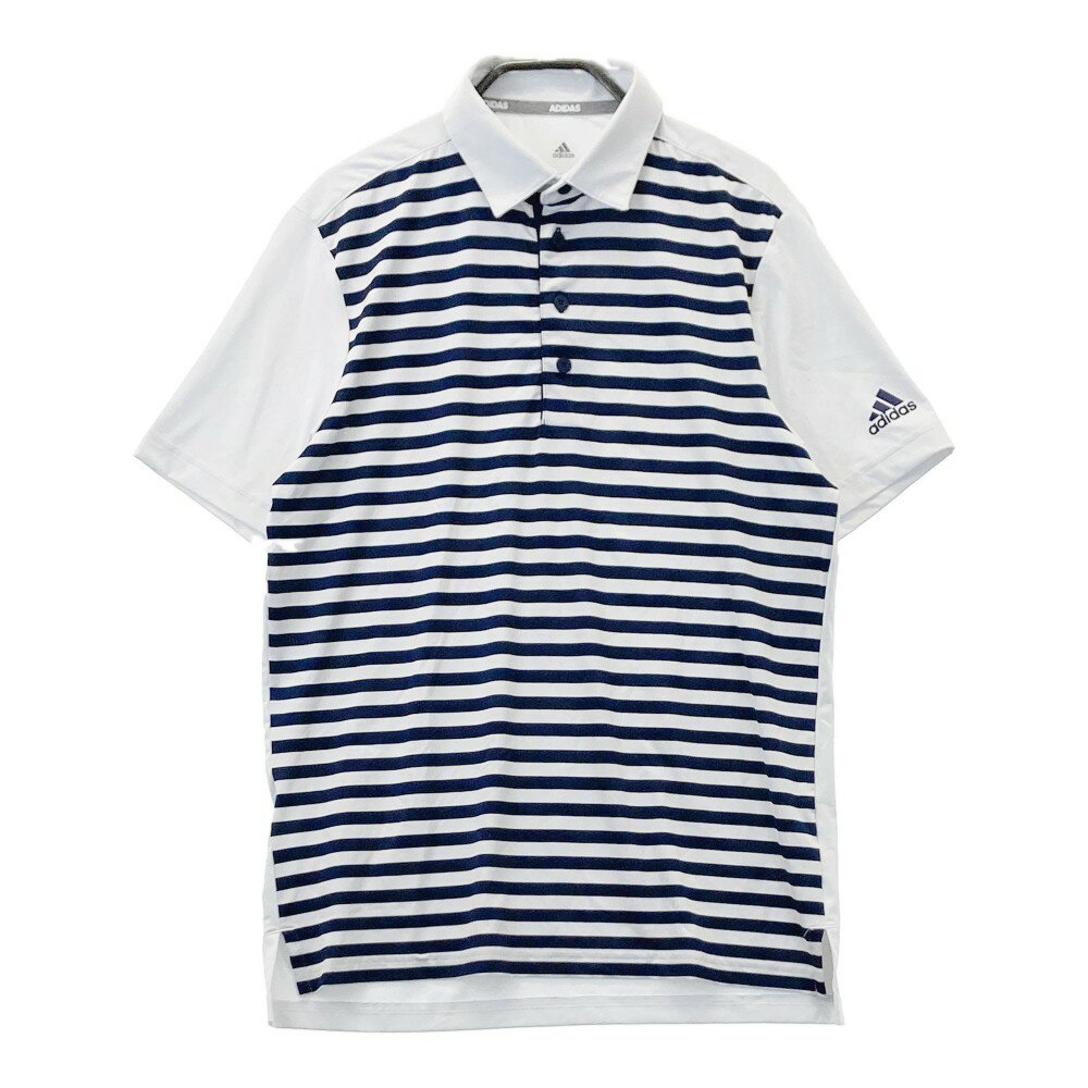 ADIDAS GOLF アディダスゴルフ FJ9958 半袖ポロシャツ ボーダー柄 ホワイト系 S 【中古】ゴルフウェア メンズ