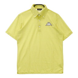 KAPPA GOLF カッパゴルフ 半袖ポロシャツ 千鳥柄 イエロー系 L 【中古】ゴルフウェア メンズ