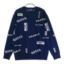 PEARLY GATES パーリーゲイツ ニットセーター カシミヤ混 総柄 ネイビー系 4 【中古】ゴルフウェア メンズ