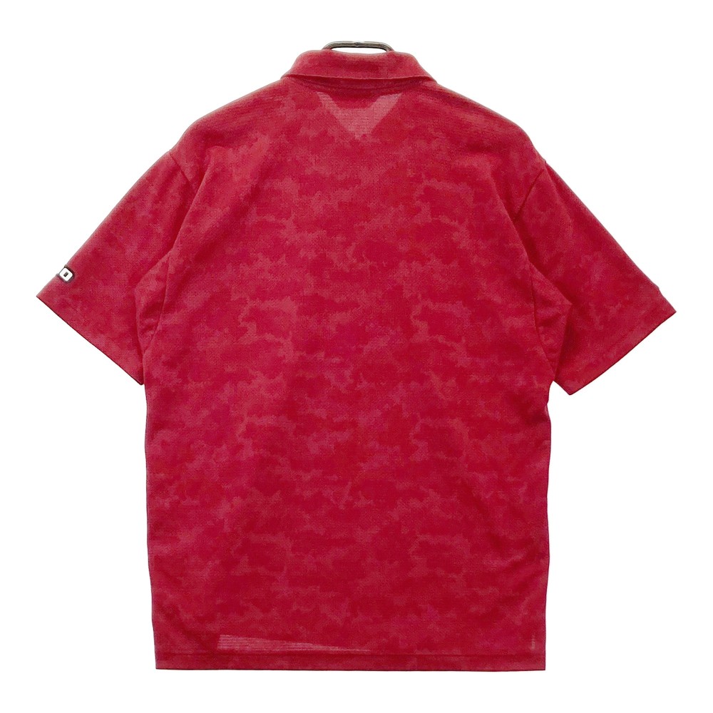 MIZUNO GOLF ミズノゴルフ ハーフジップ半袖ポロシャツ カモフラ柄 レッド系 サイズタグ無し 【中古】ゴルフウェア メンズ