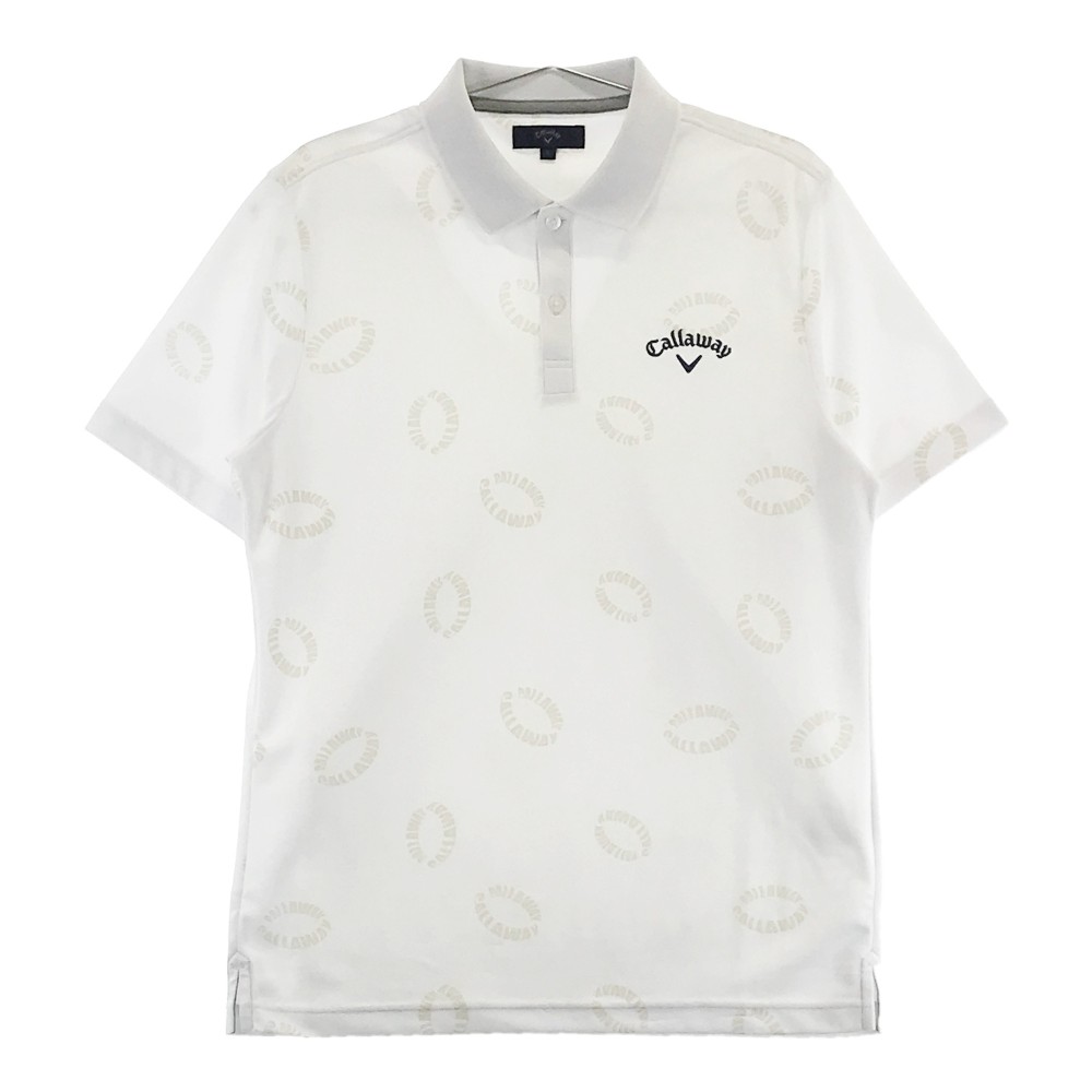 CALLAWAY キャロウェイ 半袖ポロシャツ 総柄 ホワイト系 L 【中古】ゴルフウェア メンズ