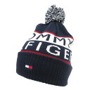 TOMMY HILFIGER GOLF トミー ヒルフィガーゴルフ ニット帽 ボンボン付き ネイビー系 フリー 【中古】ゴルフウェア