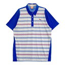 PUMA GOLF プーマゴルフ 560927 半袖ポロシャツ メッシュ切替 ボーダー柄 ネイビー系 US L 【中古】ゴルフウェア メンズ