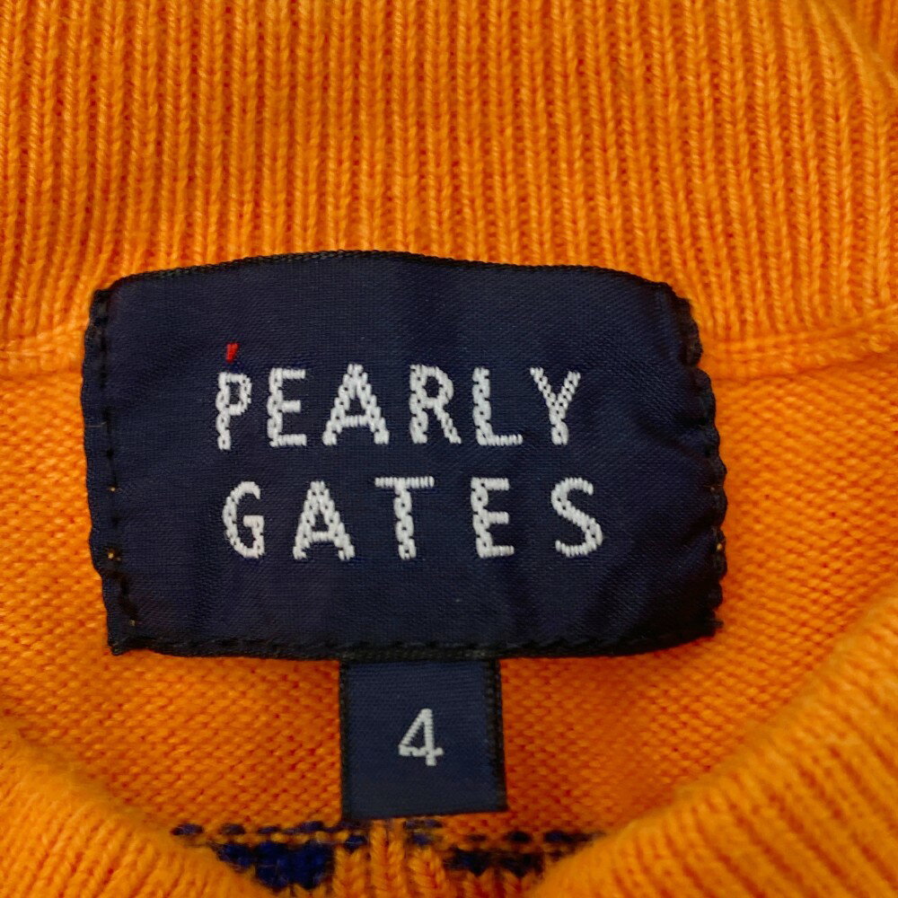 PEARLY GATES パーリーゲイツ 2022年モデル 長袖 ニットセーター オレンジ系 4 【中古】ゴルフウェア メンズ 3