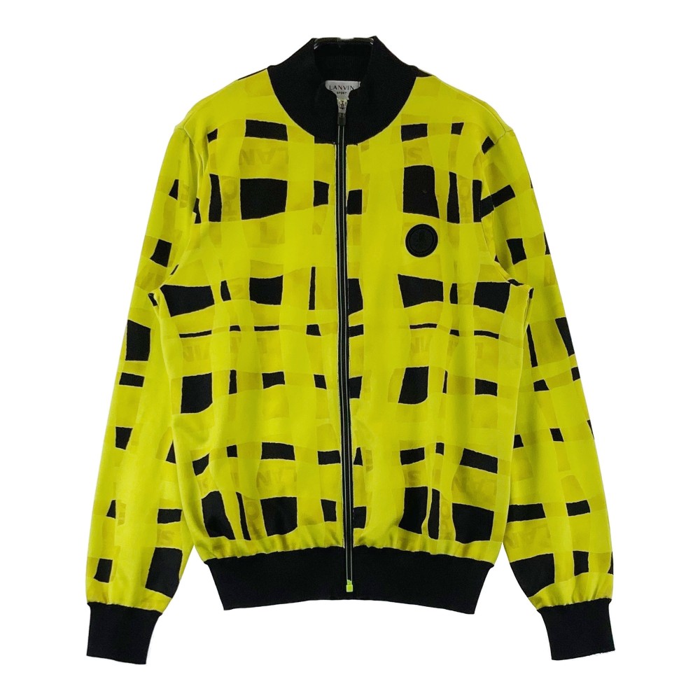 LANVIN SPORT ランバン スポール ジップジャケット チェック 総柄 イエロー系 38 【中古】ゴルフウェア メンズ