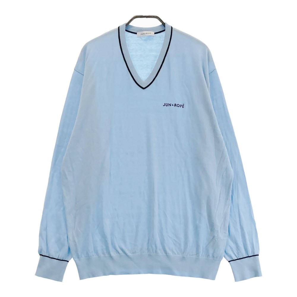 JUN&ROPE ジュン アンド ロペ Vネック ニットセーター ブルー系 L 【中古】ゴルフウェア メンズ