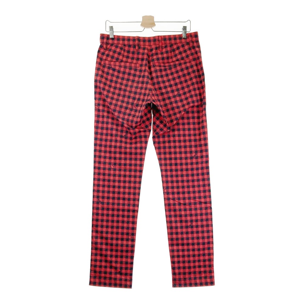 DANCE WITH DRAGON ダンスウィズドラゴン ロングパンツ チェック柄 レッド系 2 【中古】ゴルフウェア メンズ