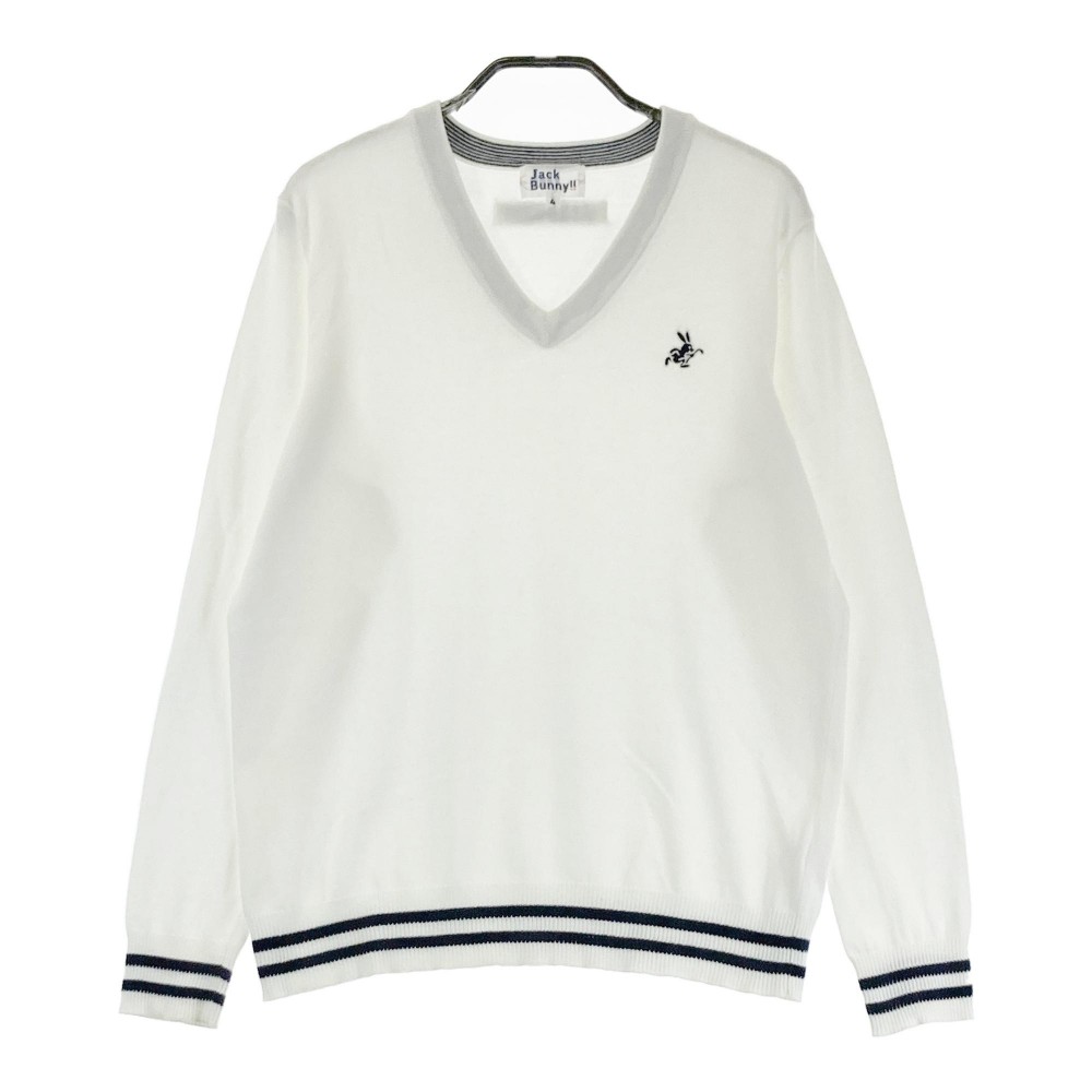 JACK BUNNY ジャックバニー Vネックニットセーター ホワイト系 4 【中古】ゴルフウェア メンズ