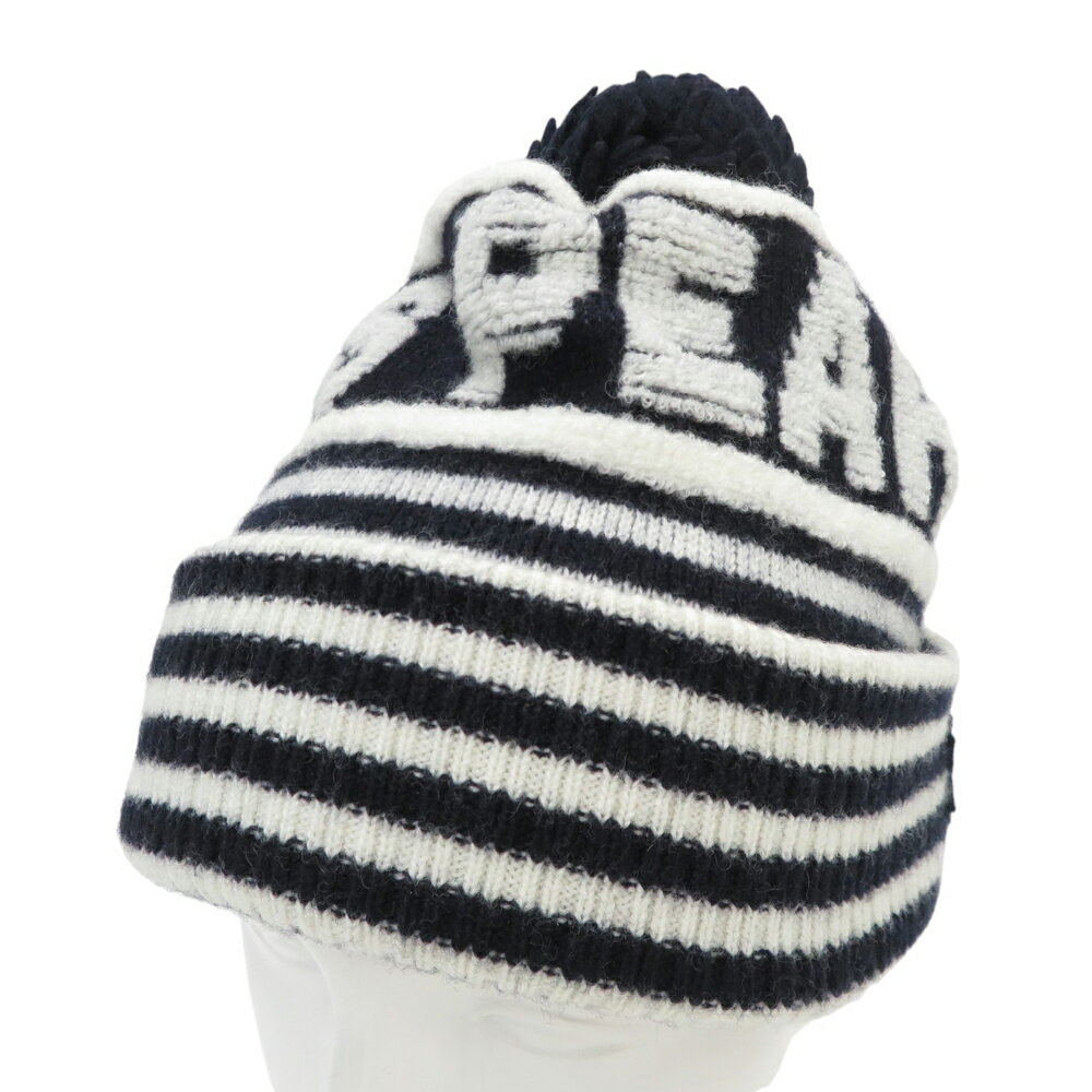 PEARLY GATES パーリーゲイツ ニット帽 ボーダー柄 ネイビー系 FR 【中古】ゴルフウェア