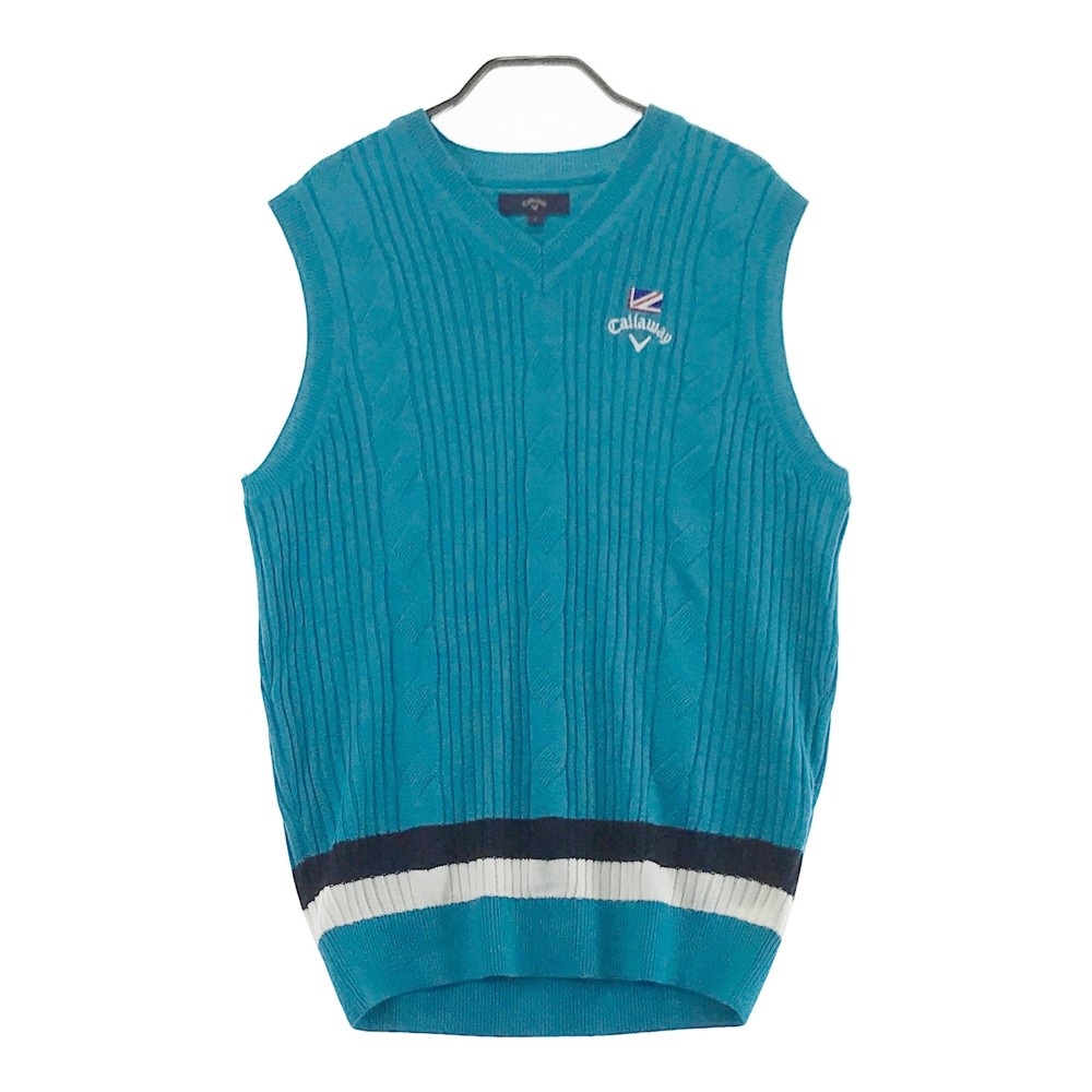 CALLAWAY キャロウェイ Vネック ニットベスト ブルー系 L 【中古】ゴルフウェア メンズ
