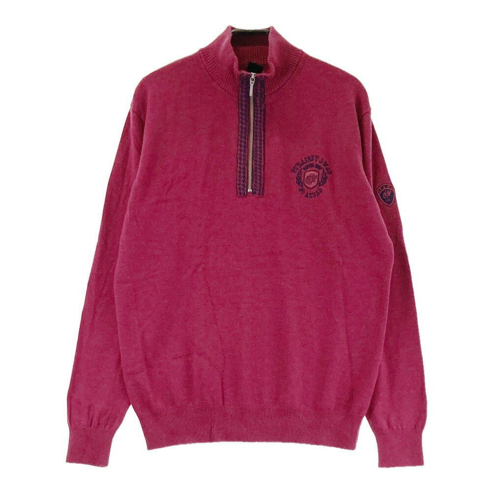 ZOY ゾーイ ハーフジップ ニットセーター レッド系 M 【中古】ゴルフウェア メンズ