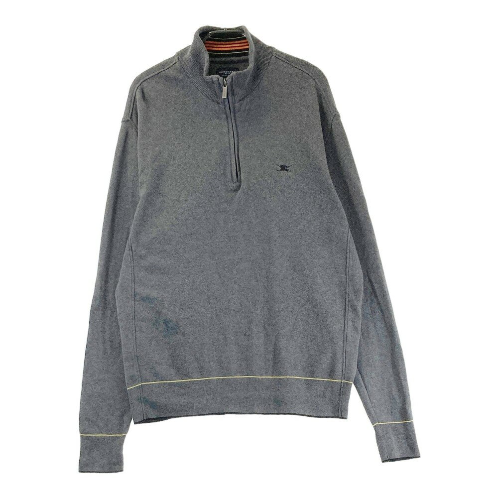 BURBERRY GOLF バーバリーゴルフ ハーフジップ ニットセーター グレー系 LL 【中古】ゴルフウェア メンズ