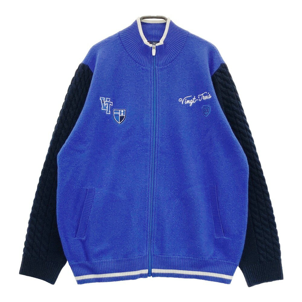 23区GOLF ニジュウサンクゴルフ ニット ジップジャケット ブルー系 LL 【中古】ゴルフウェア メンズ