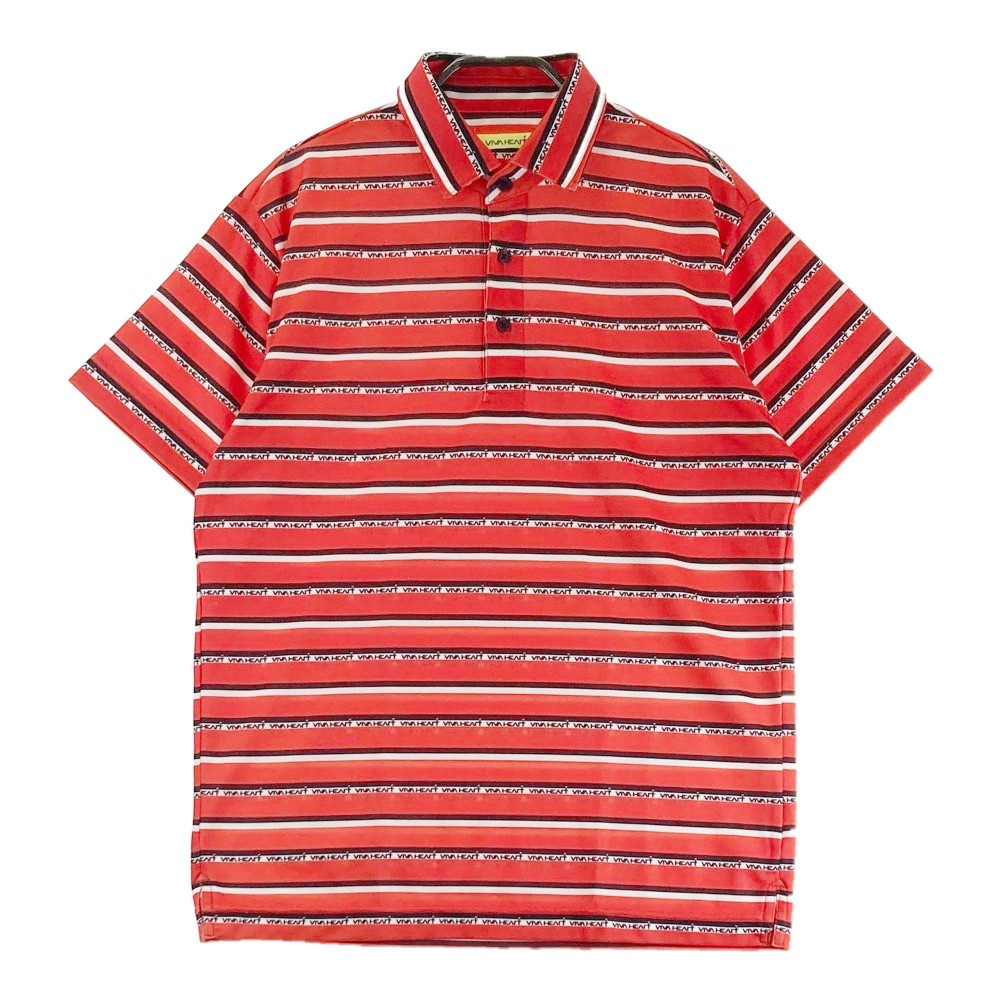 VIVA HEART ビバハート 半袖ポロシャツ ボーダー レッド系 48 【中古】ゴルフウェア メンズ