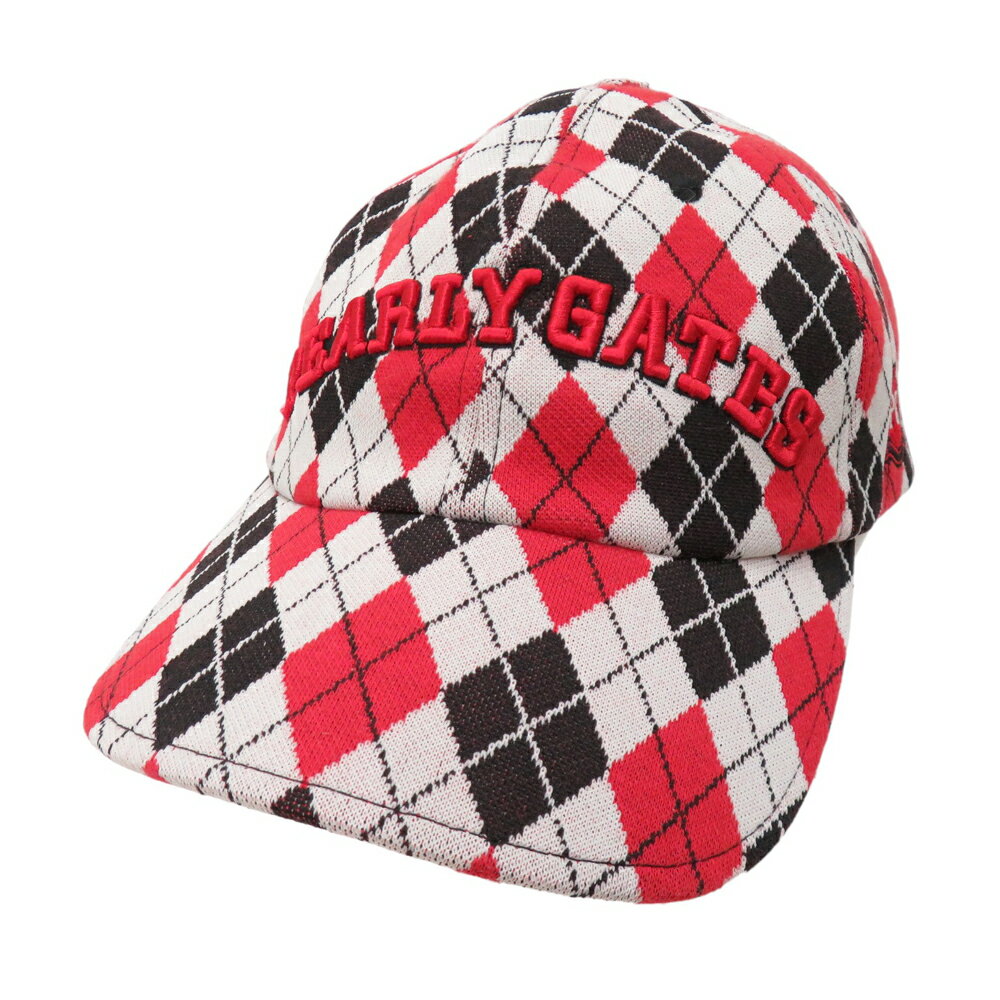 PEARLY GATES パーリーゲイツ キャップ アーガイル柄 レッド系 FR 【中古】ゴルフウェア