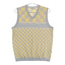 LANVIN SPORT ランバン スポール Vネック ニットベスト 総柄 グレー系 38 【中古】ゴルフウェア メンズ