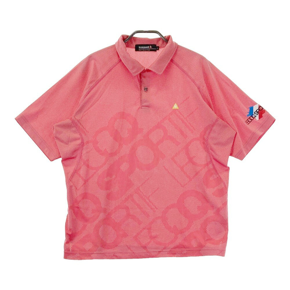 LECOQ GOLF ルコックゴルフ 半袖ポロシャツ 総柄 ピンク系 L 【中古】ゴルフウェア メンズ