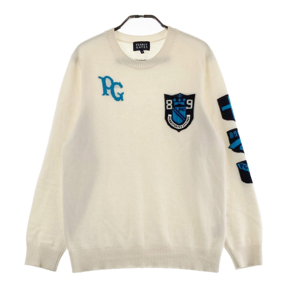 PEARLY GATES パーリーゲイツ カシミヤ 長袖ニット セーター ホワイト系 4 【中古】ゴルフウェア メンズ
