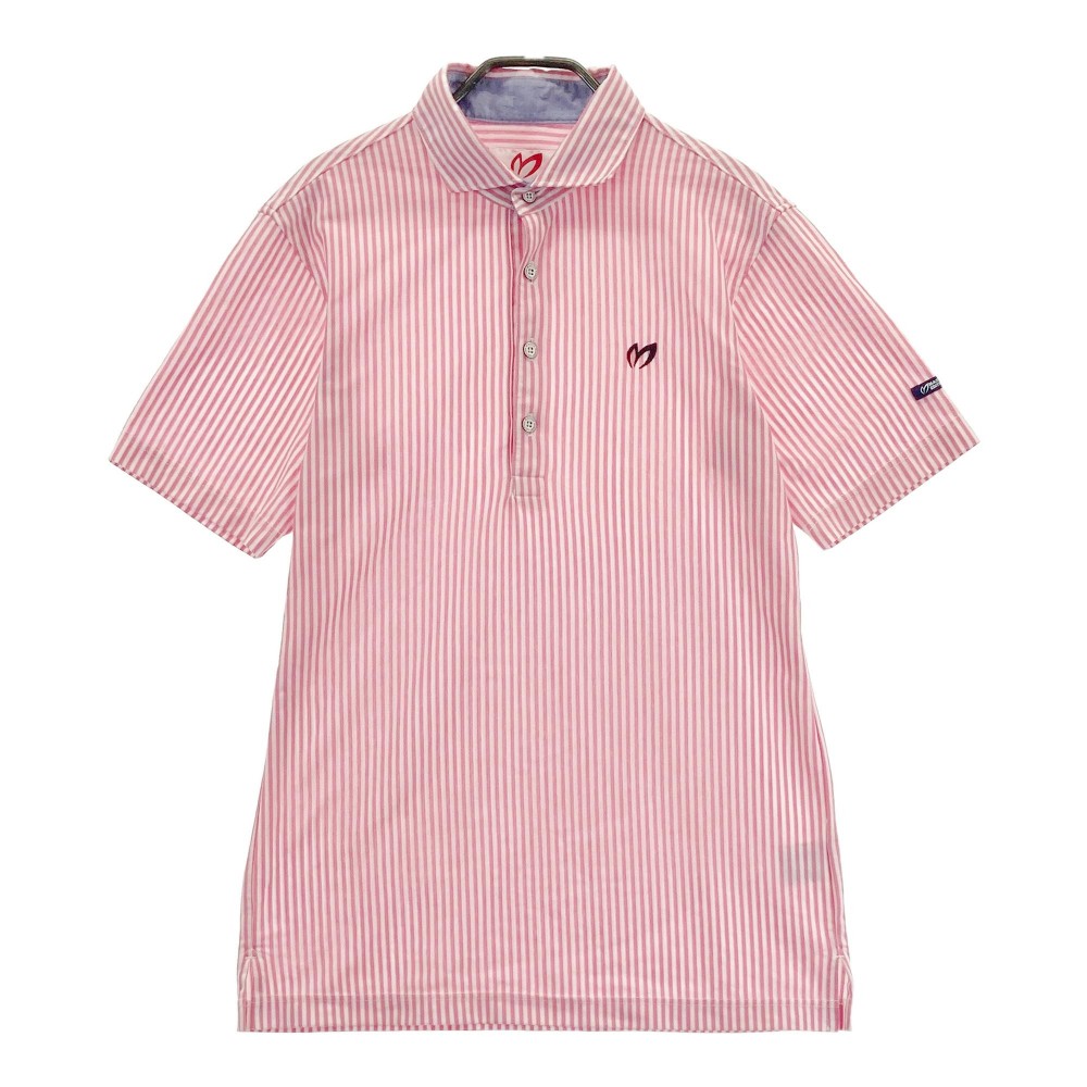 MASTER BUNNY EDITION マスターバニーエディション 半袖ポロシャツ ストライプ柄 ピンク系 4 【中古】ゴルフウェア メンズ