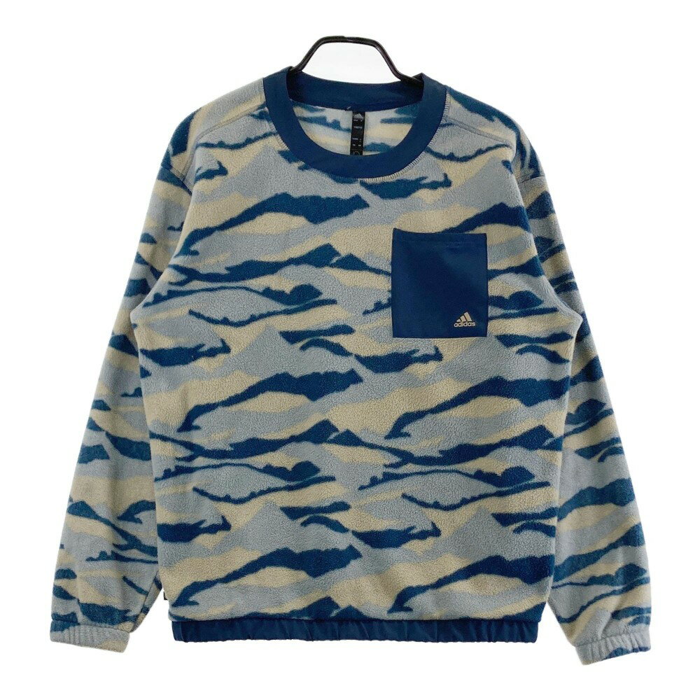 ADIDAS GOLF アディダスゴルフ 2022年モデル フリース 長袖トレーナー マルチカモ柄 ネイビー系 M 【中古】ゴルフウェア メンズ