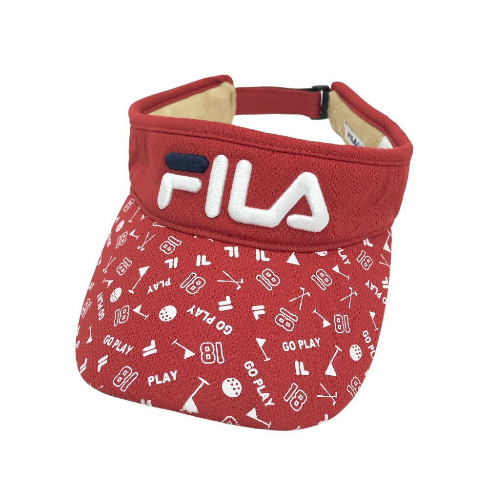 FILA GOLF フィラゴルフ サンバイザー 総柄 レッド系 【中古】ゴルフウェア
