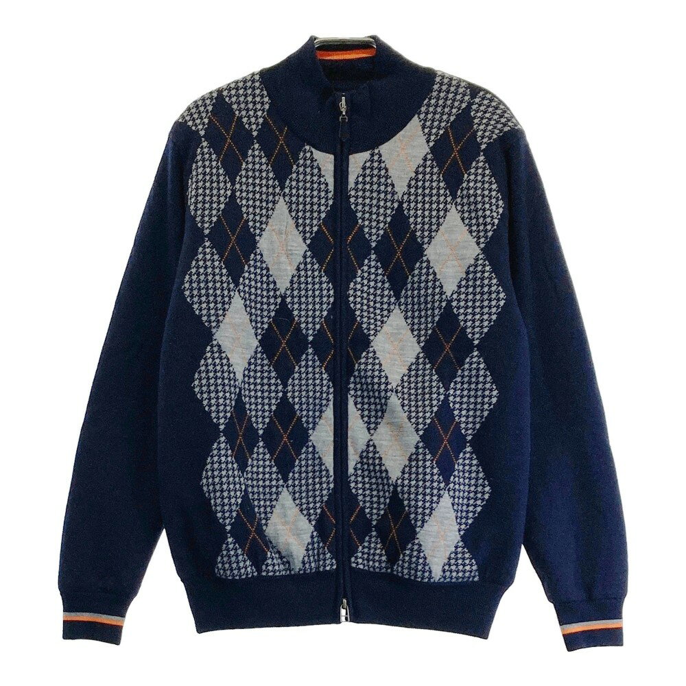 ASHWORTH アシュワース 中綿 蓄熱 ニットジャケット アーガイル柄 ネイビー系 M 【中古】ゴルフウェア メンズ