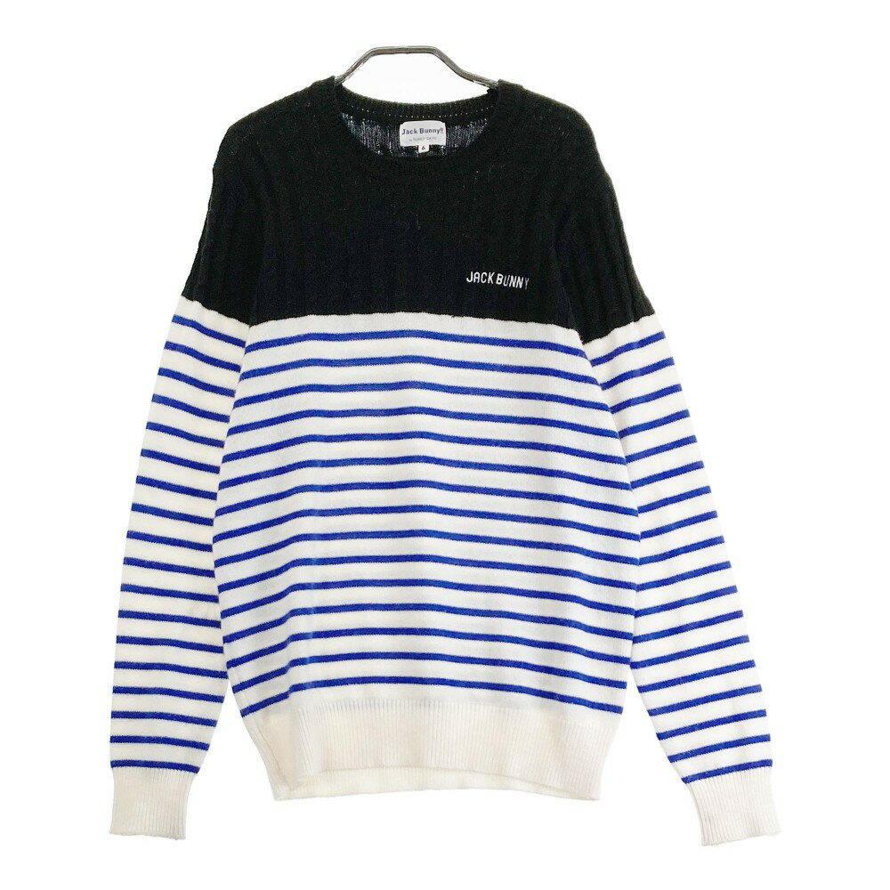JACK BUNNY ジャックバニー ウール混 ニットセーター ボーダー柄 ホワイト系 6 【中古】ゴルフウェア メンズ