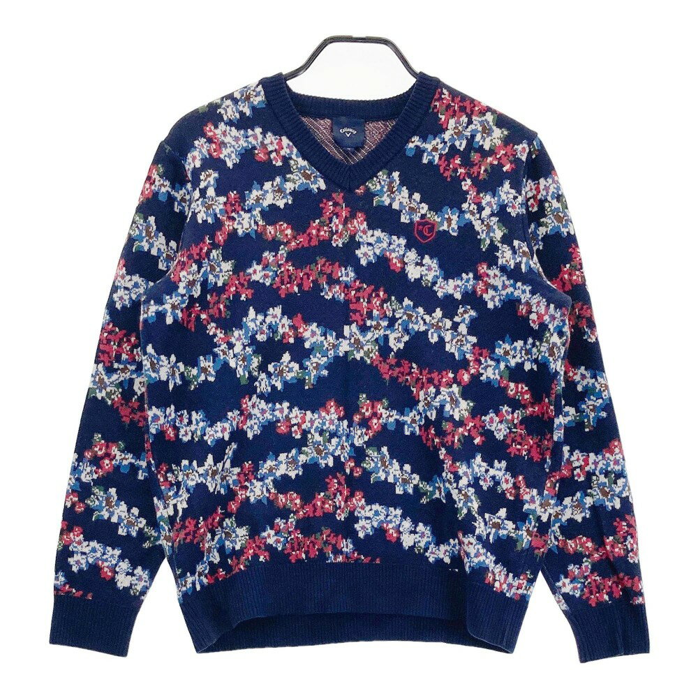 CALLAWAY SELECT キャロウェイ セレクト ニットセーター 総柄 ネイビー系 M 【中古】ゴルフウェア メンズ
