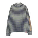 ROSASEN ロサーセン ハイネック ニットセーター ボーダー柄 グレー系 L 【中古】ゴルフウェア メンズ