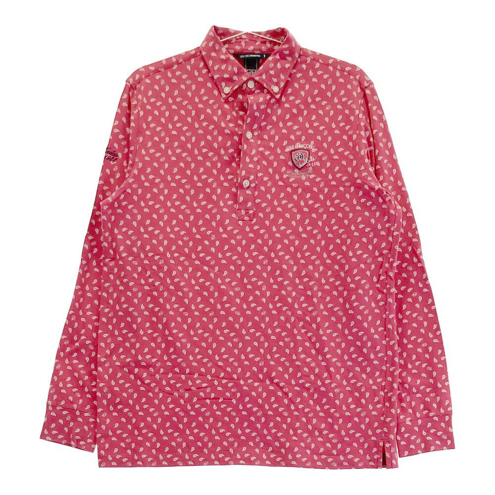 ZOY ゾーイ 22090-12 長袖ポロシャツ ボタンダウン ペイズリー 総柄 ピンク系 2 【中古】ゴルフウェア メンズ