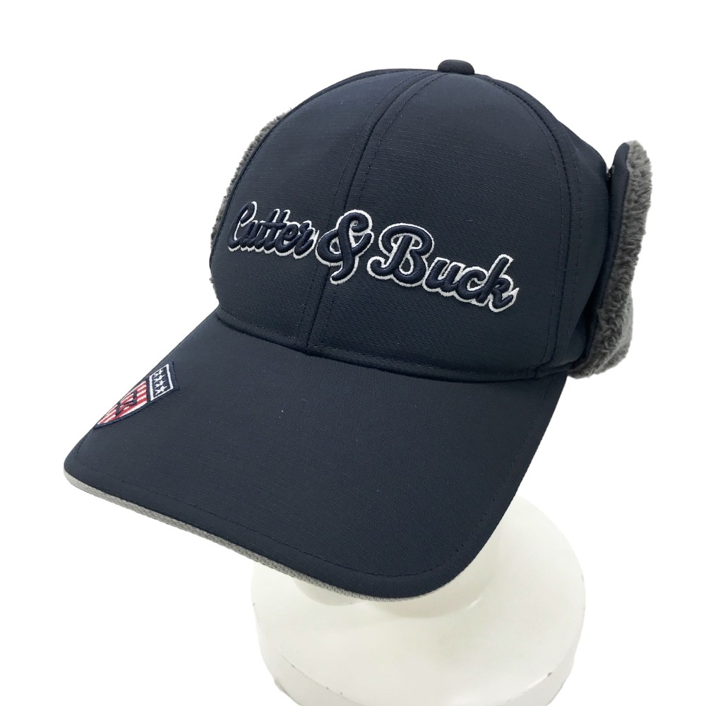 CUTTER&BUCK カッターアンドバック キャップ 耳当て付 ロゴ刺繍 ネイビー系 F 【中古】ゴルフウェア