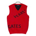 PEARLY GATES パーリーゲイツ 2022年モデル ニットベスト ロゴ柄 レッド系 4 【中古】ゴルフウェア メンズ