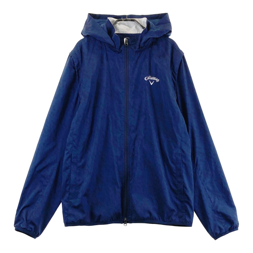 CALLAWAY キャロウェイ 2WAY フード付 ジップジャケット 総柄 ネイビー系 3L 【中古】ゴルフウェア メンズ