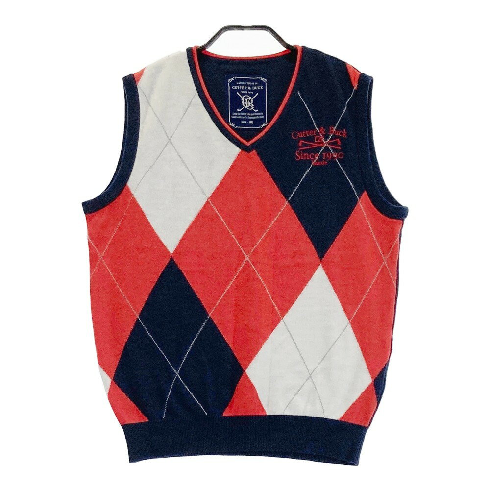 CUTTER&BUCK カッターアンドバック ニットベスト アーガイル柄 ネイビー系 M 【中古】ゴルフウェア メンズ