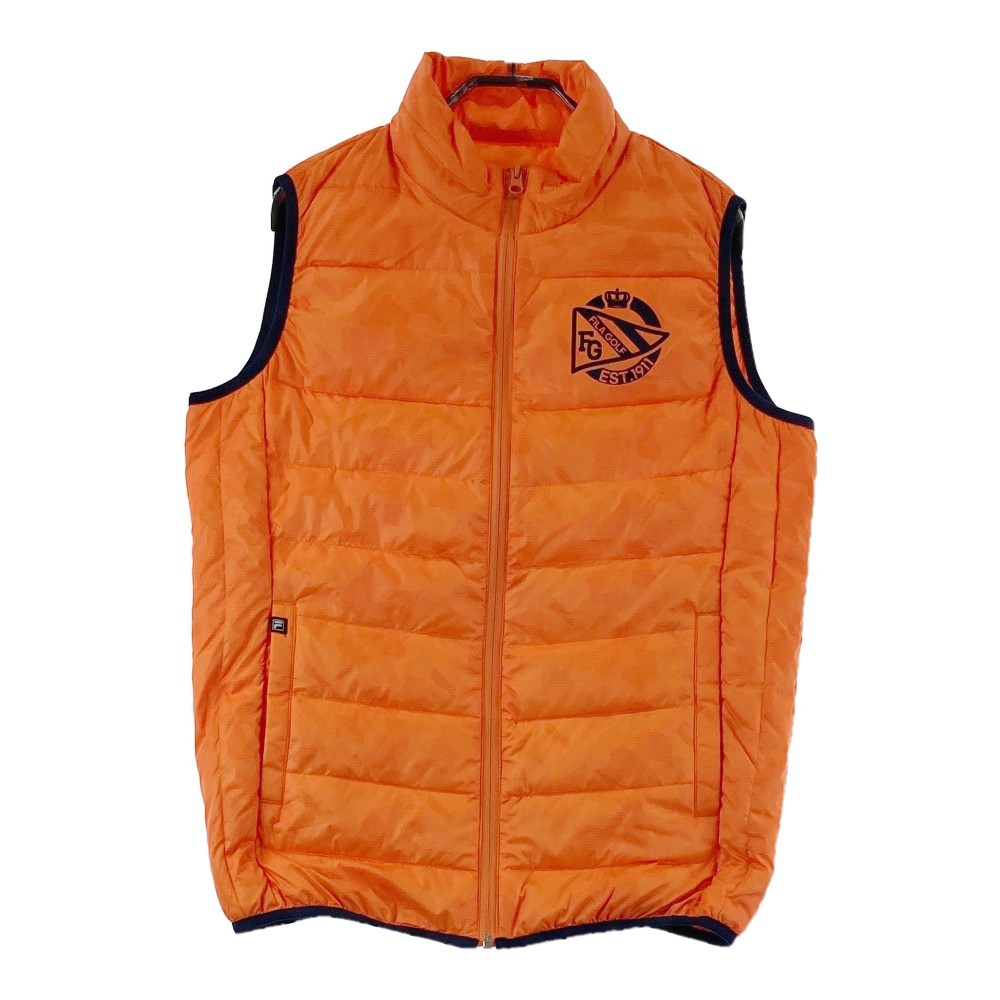 FILA GOLF フィラゴルフ ジップ ダウンベスト カモフラ柄 オレンジ系 L 【中古】ゴルフウェア メンズ