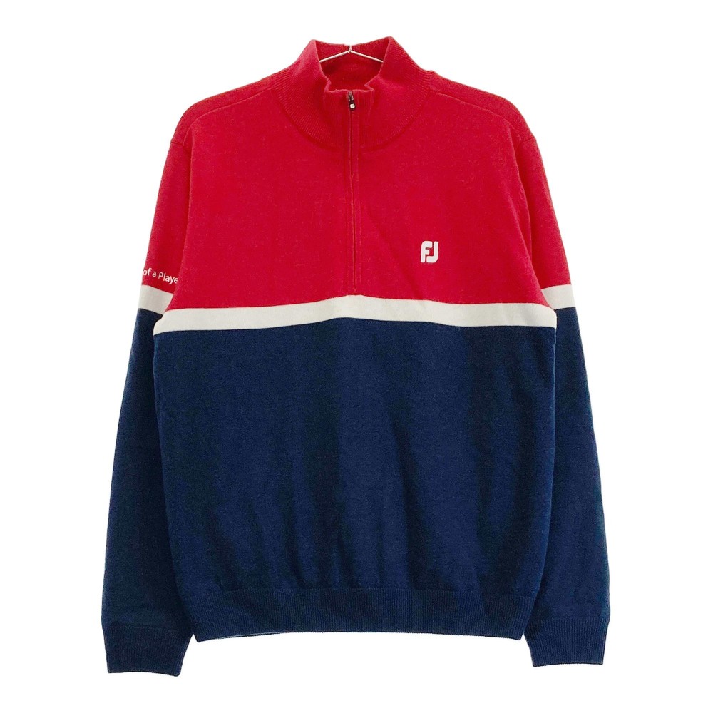 FOOT JOY フットジョイ ハーフジップ長袖裏地付きセーター レッド系 M 【中古】ゴルフウェア メンズ