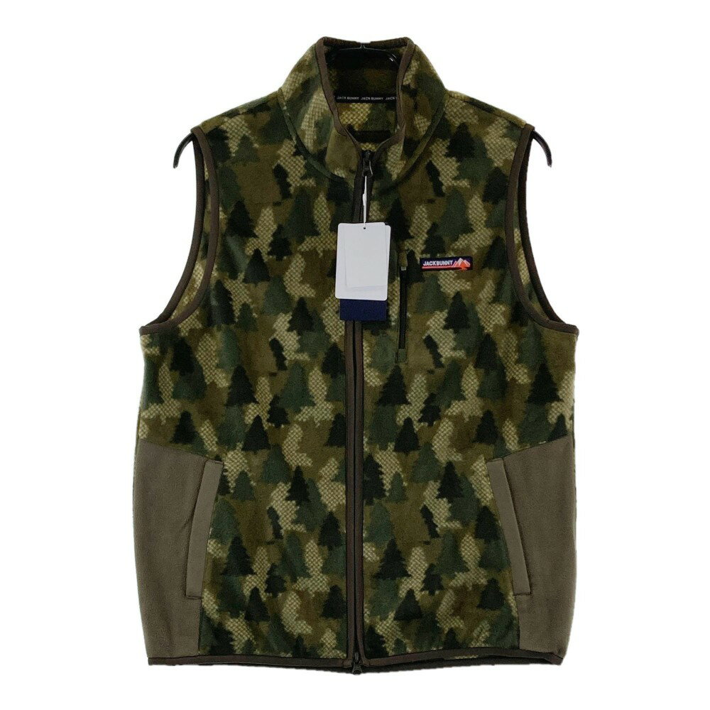 JACK BUNNY ジャックバニー 2022年モデル フリース ジップベスト 総柄 カーキ系 6 【中古】ゴルフウェア メンズ