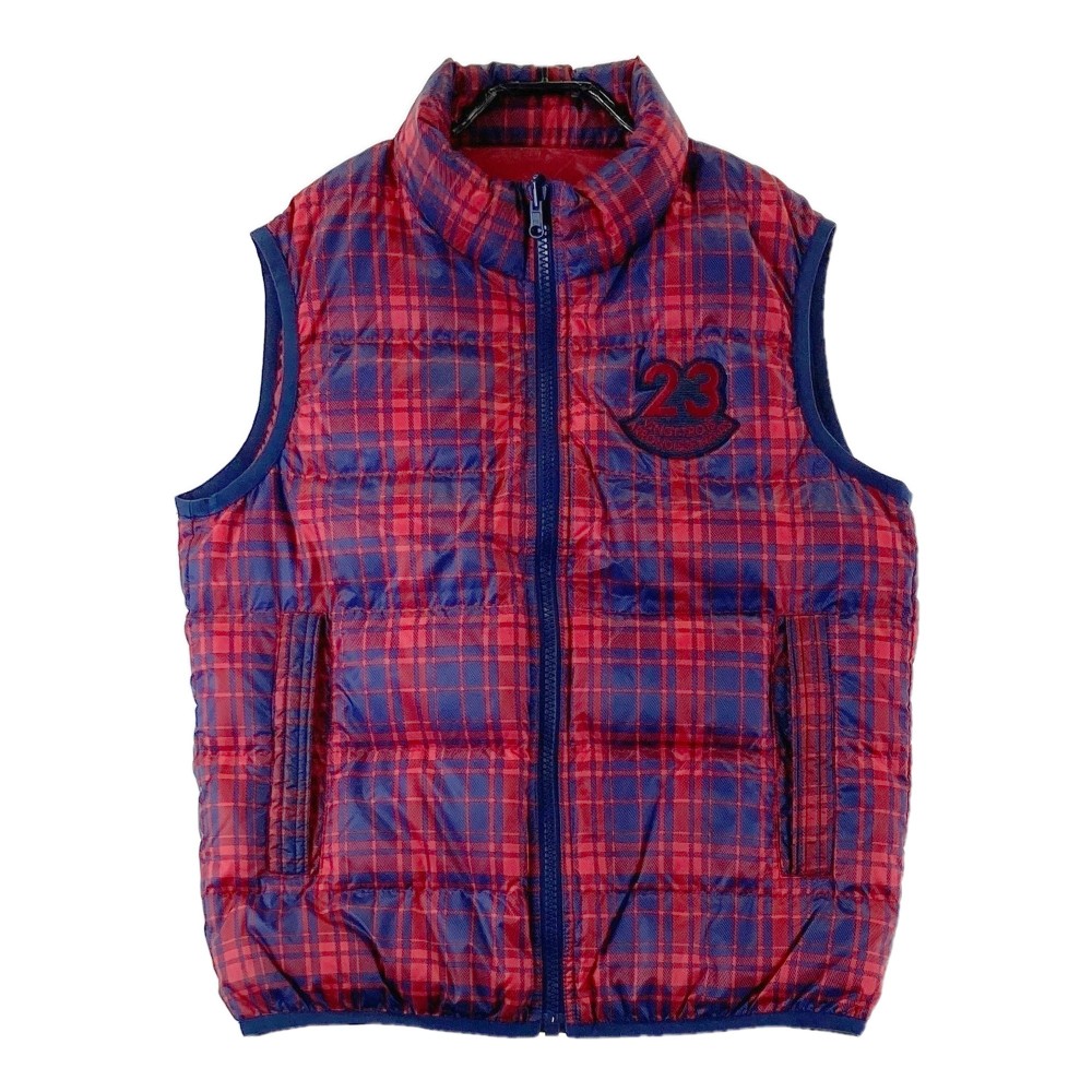 23区 SPORT スポーツ リバーシブル ダウンベスト チェック柄 ネイビー系 M 【中古】ゴルフウェア メンズ