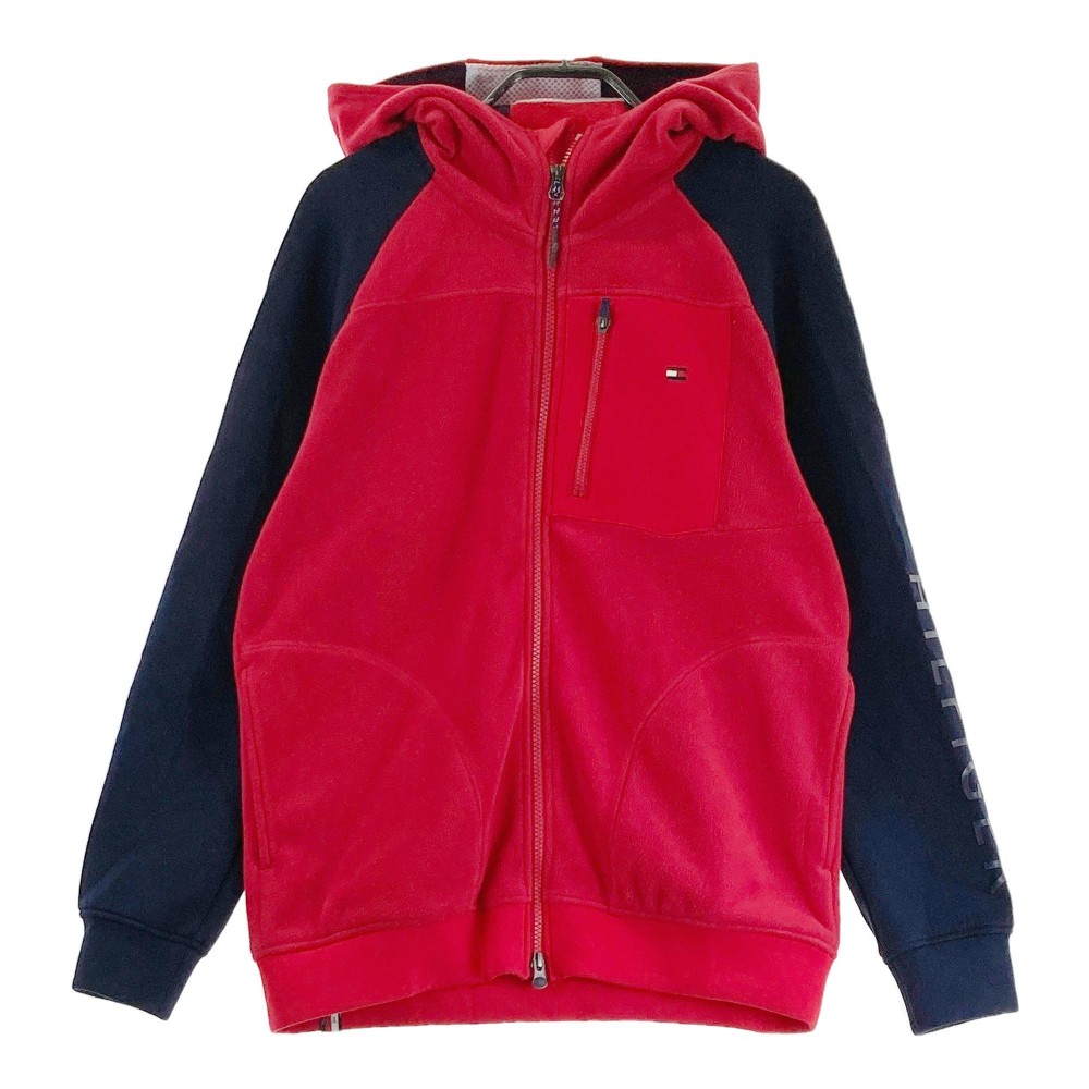 TOMMY HILFIGER GOLF トミー ヒルフィガーゴルフ フリース切替 フルジップパーカー レッド系 M 【中古】ゴルフウェア メンズ