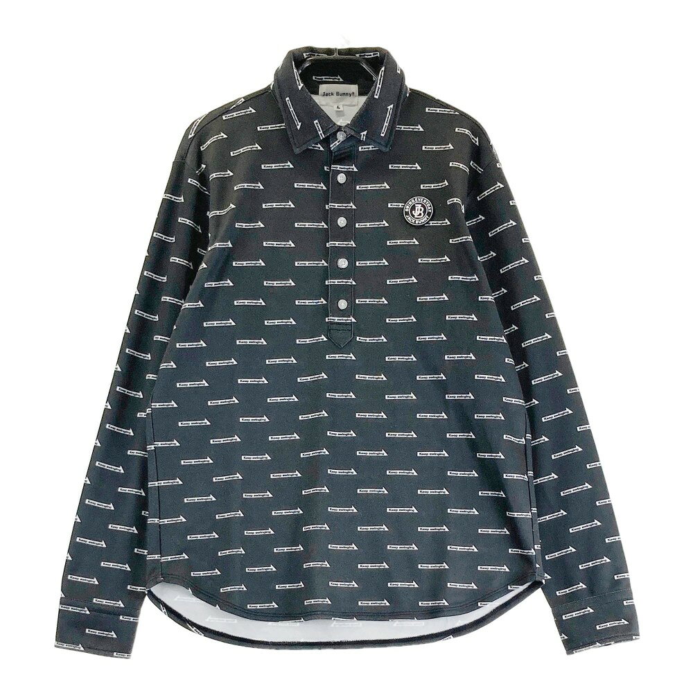JACK BUNNY ジャックバニー 長袖ポロシャツ 総柄 グレー系 4 【中古】ゴルフウェア メンズ