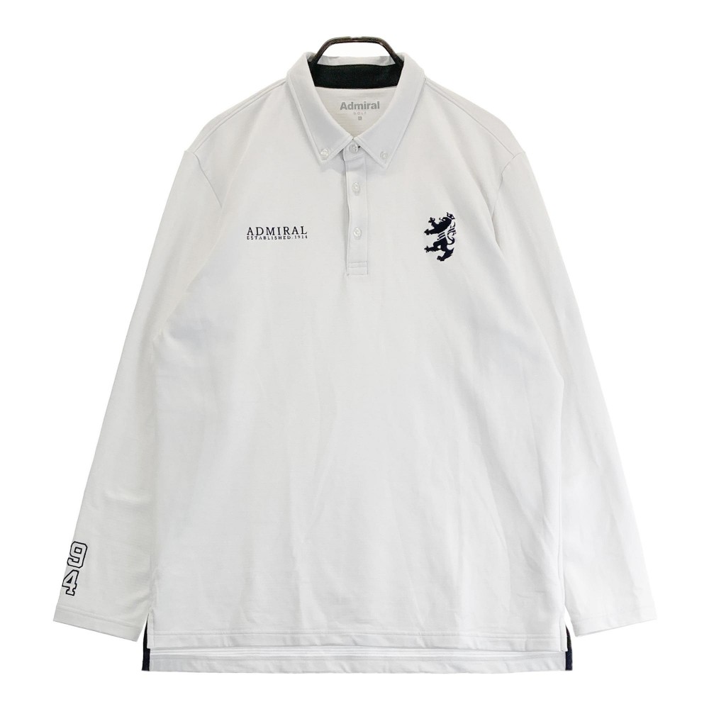 ADMIRAL アドミラル 2023年モデル 長袖ポロシャツ ボタンダウン ボーダー柄 ホワイト系 XL 【中古】ゴルフウェア メンズ