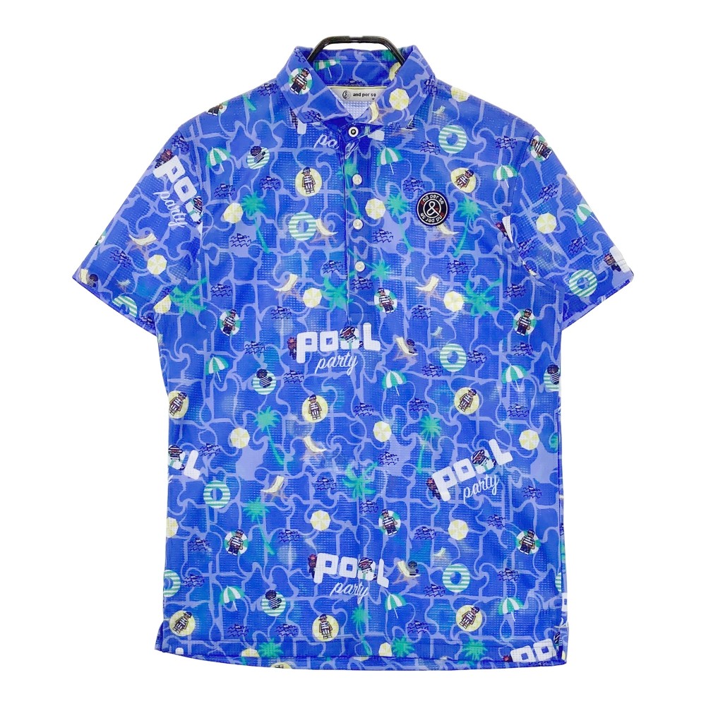 AND PER SE アンパスィ 半袖ポロシャツ 総柄 パープル系 M 【中古】ゴルフウェア メンズ