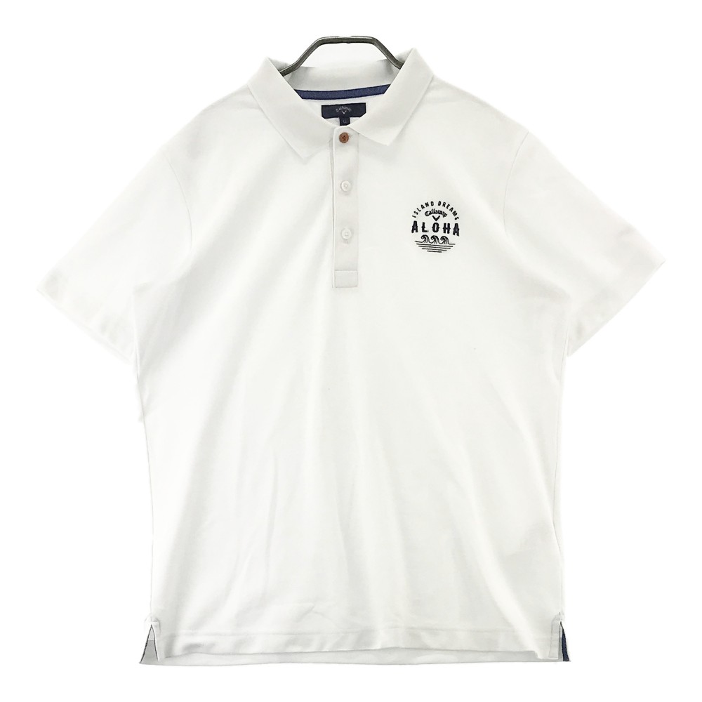 CALLAWAY キャロウェイ 半袖ポロシャツ 刺繍 ホワイト系 LL 【中古】ゴルフウェア メンズ