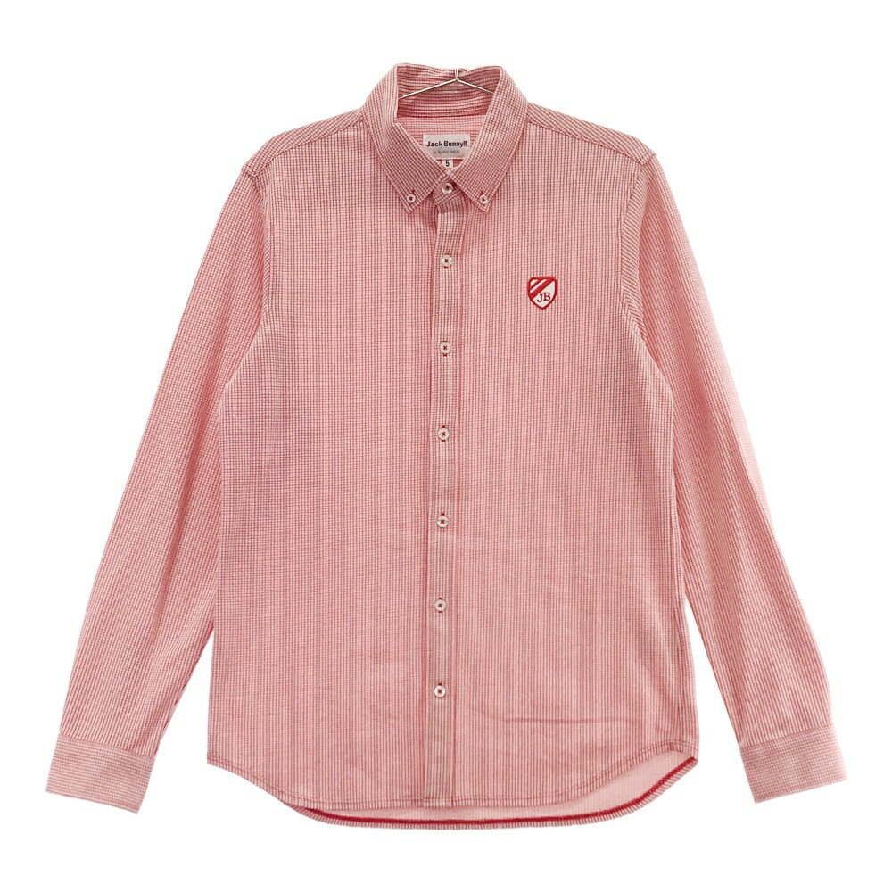 JACK BUNNY ジャックバニー 長袖シャツ ボタンダウン チェック 総柄 レッド系 5 【中古】ゴルフウェア メンズ