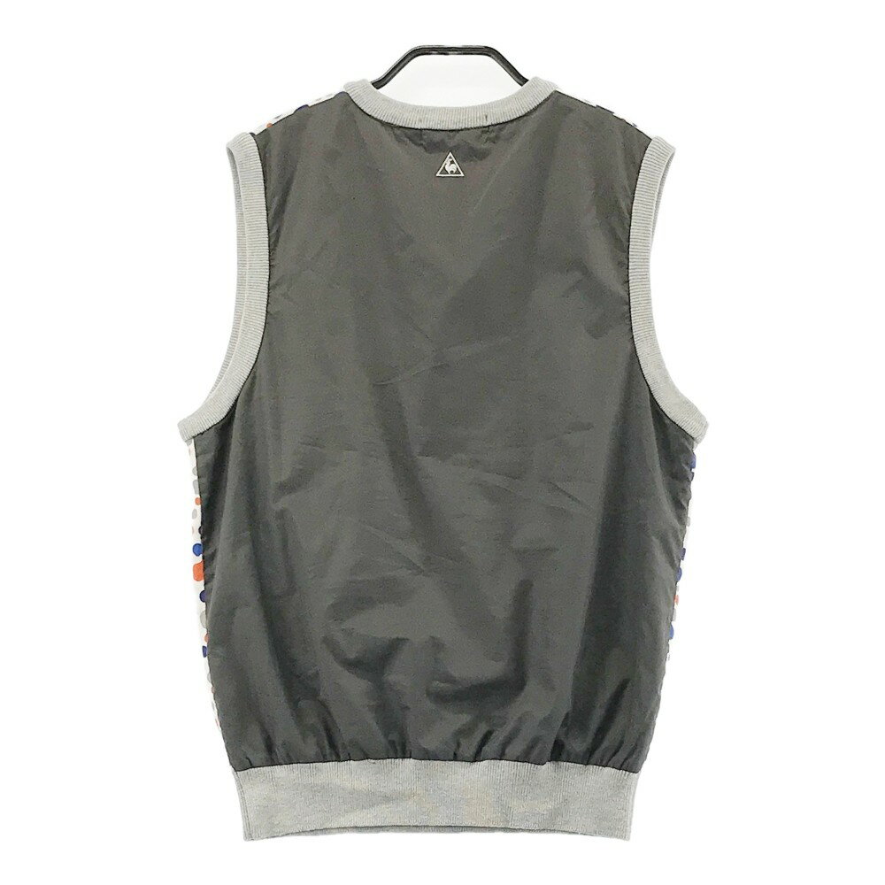 LECOQ GOLF ルコックゴルフ Vネック切替ベスト ドット柄 ホワイト系 M 【中古】ゴルフウェア メンズ