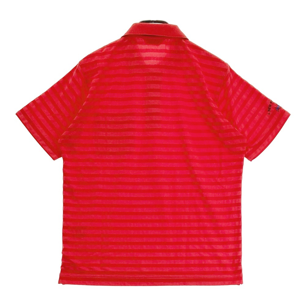 ADABAT アダバット 643-14542 半袖ポロシャツ ボーダー柄 レッド系 48 【中古】ゴルフウェア メンズ